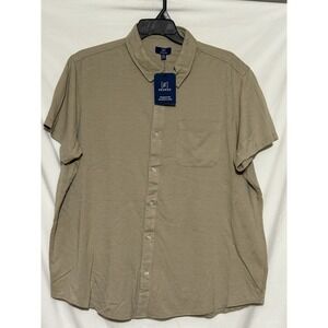 George Mens Casual Tan Button Down Collared Shirt Size 2XL Front Pocket NWT